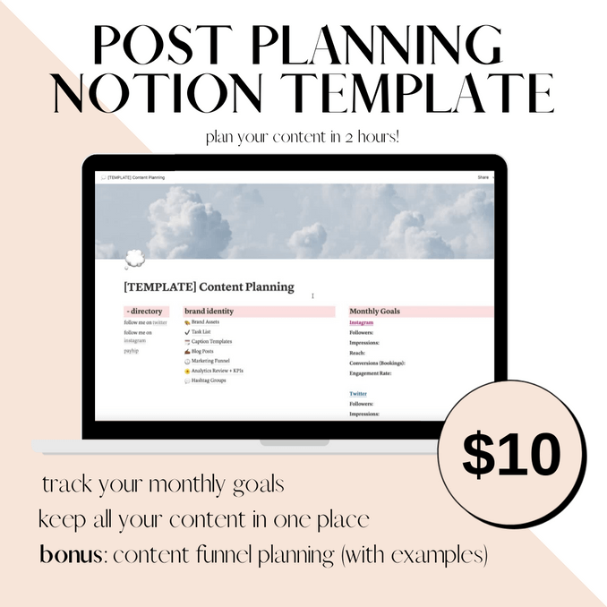 Post Planning Notion Template helps plan content in 2 hours.