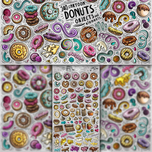 Donuts Cartoon Vector Objects Set 1500 1500 1.