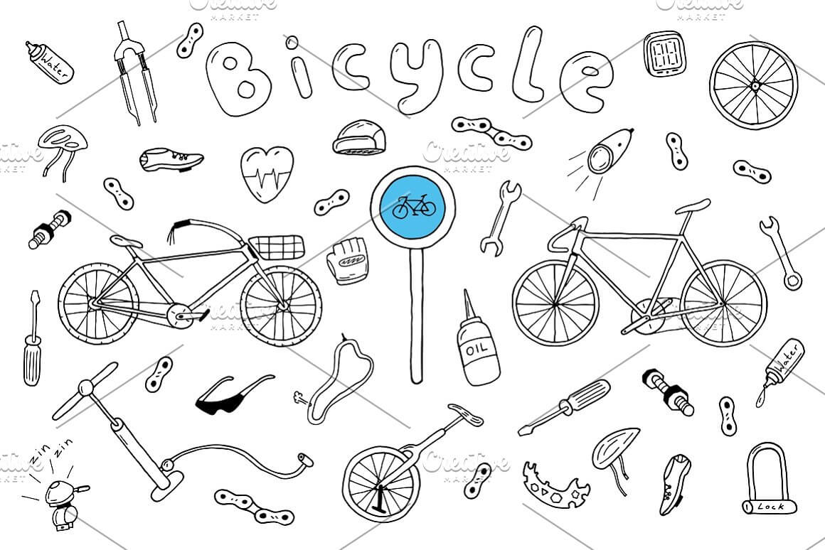 Chaotic image of bicycles and their components.