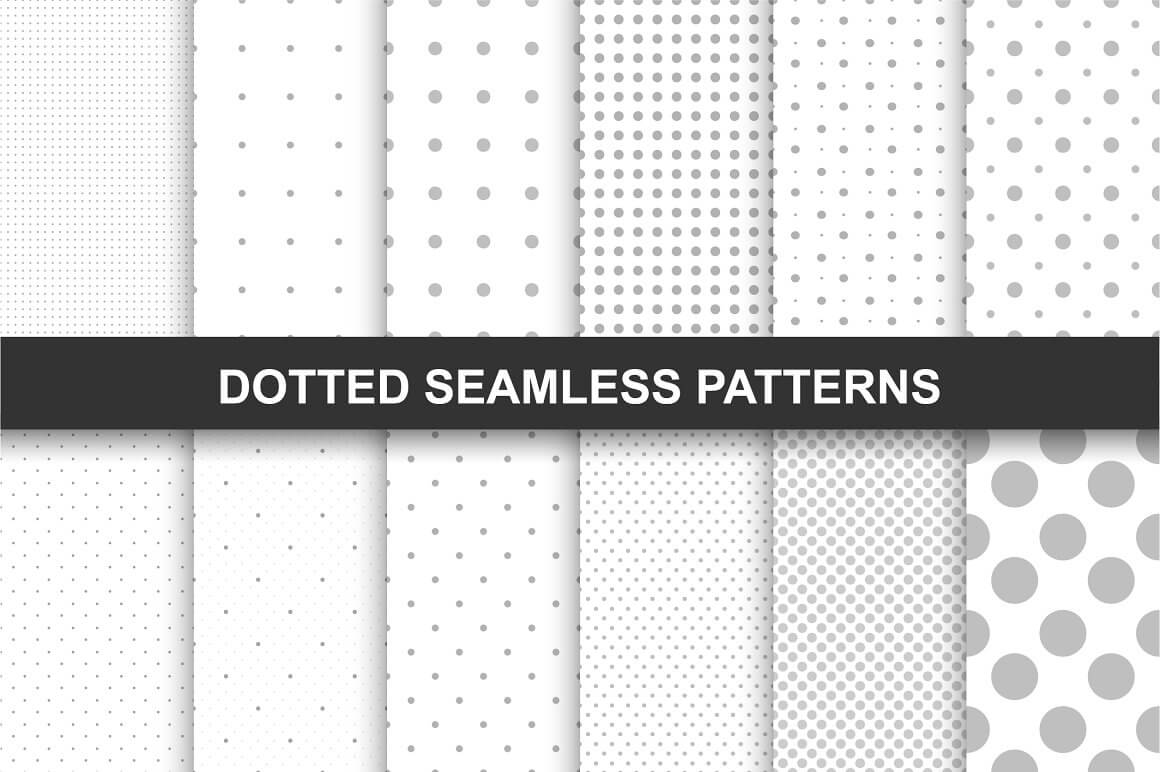 Dotted Seamless Patterns in White and Grey Color.