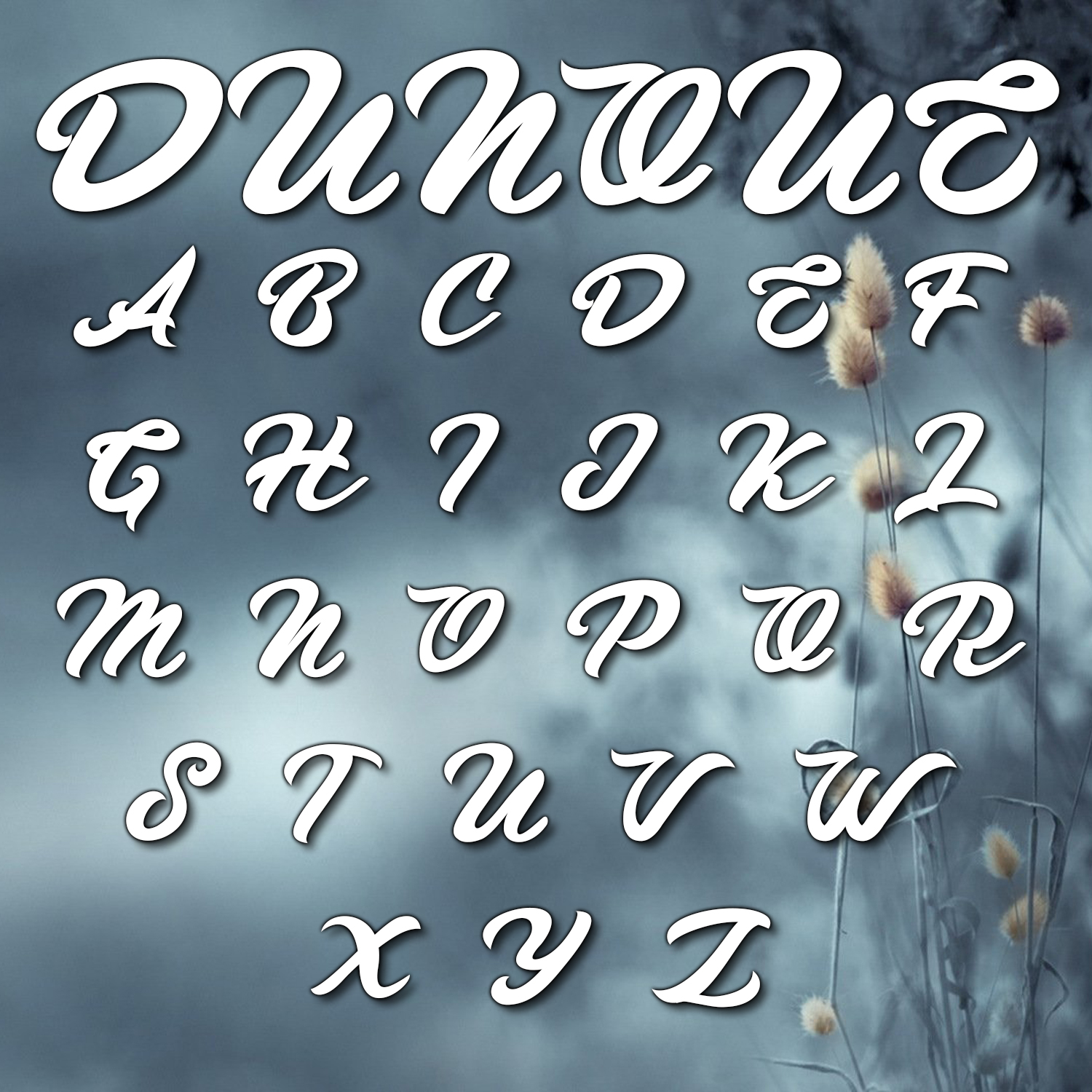 Alphabet preview in font style.