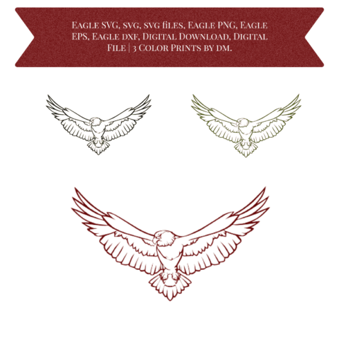 Eagle SVG, Svg, Svg Files, Eagle PNG, Eagle EPS, Eagle Dxf, Digital Download, Digital File | 3 Color Prints By Dm - Preview Image.