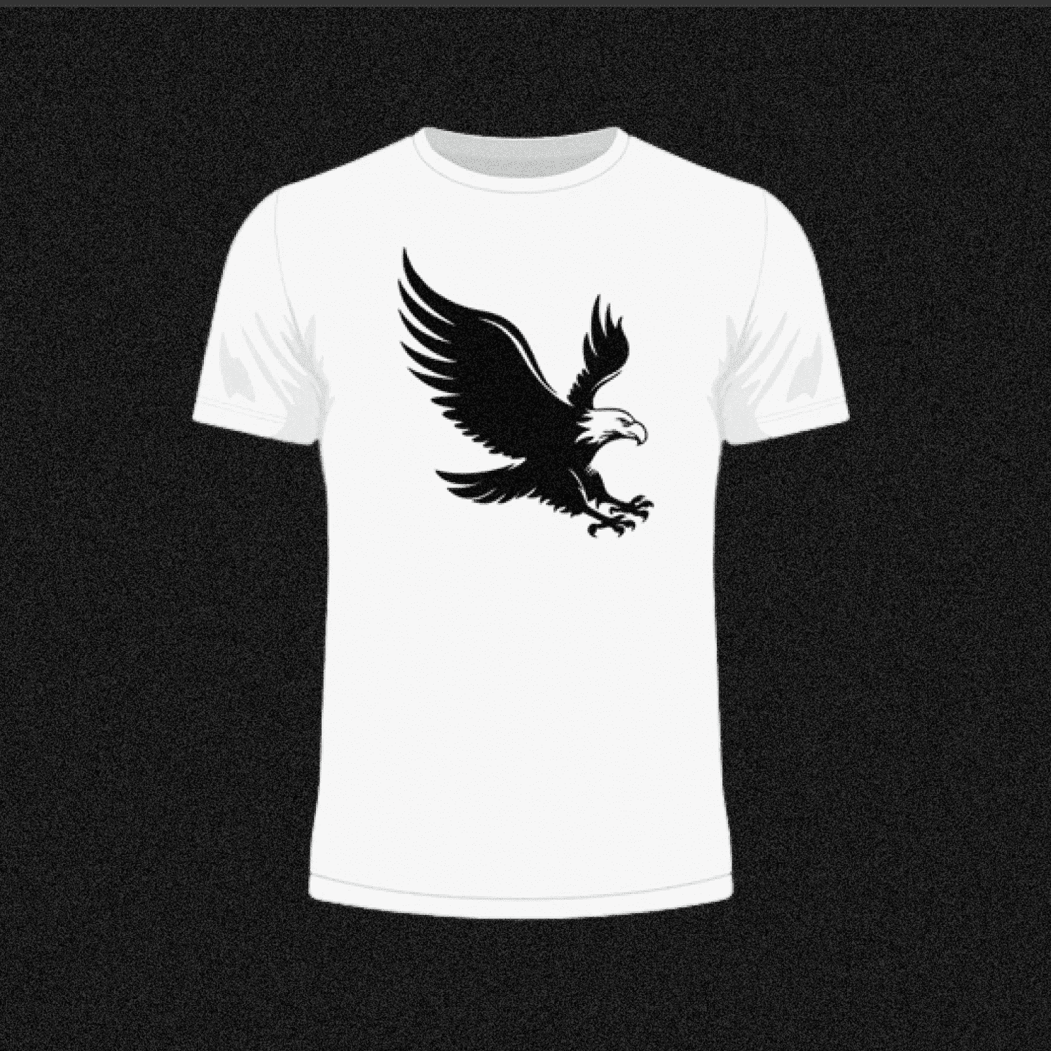 White t - shirt with a black eagle on it.