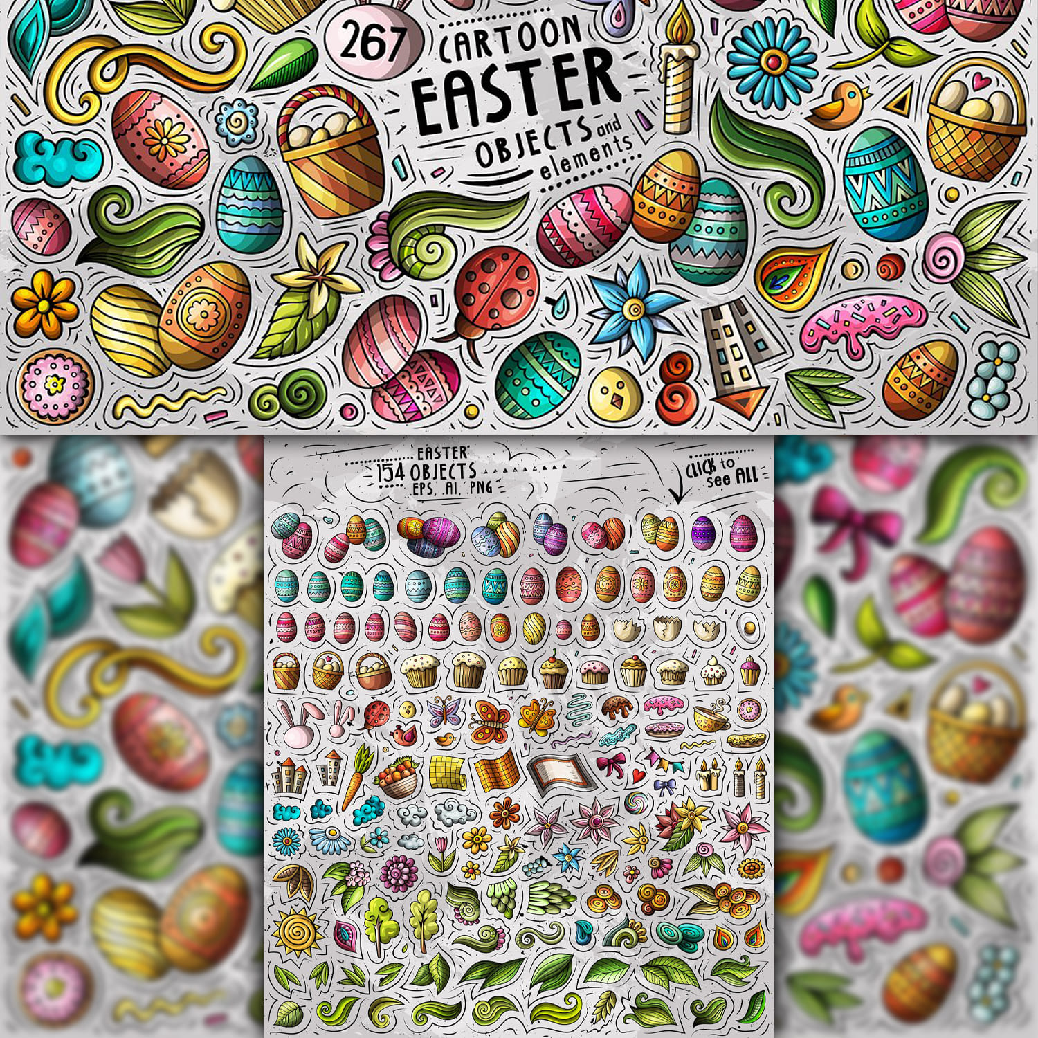 Easter Cartoon Objects Set 1500 1500 1.