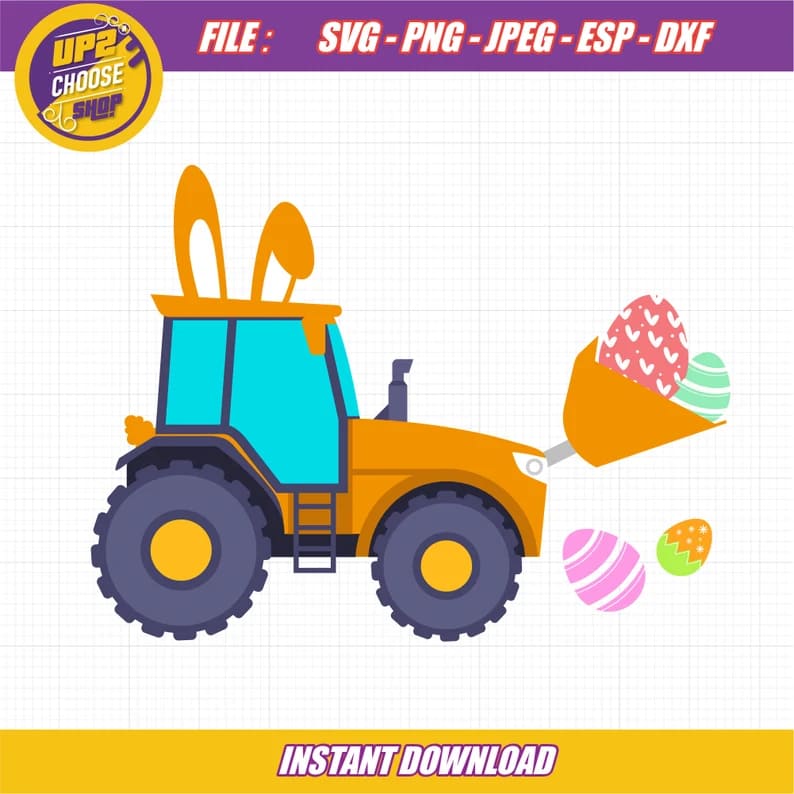 easter tractor svg.