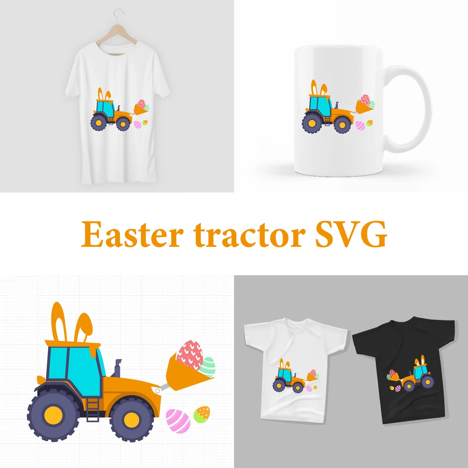 Easter Tractor SVG cover image.