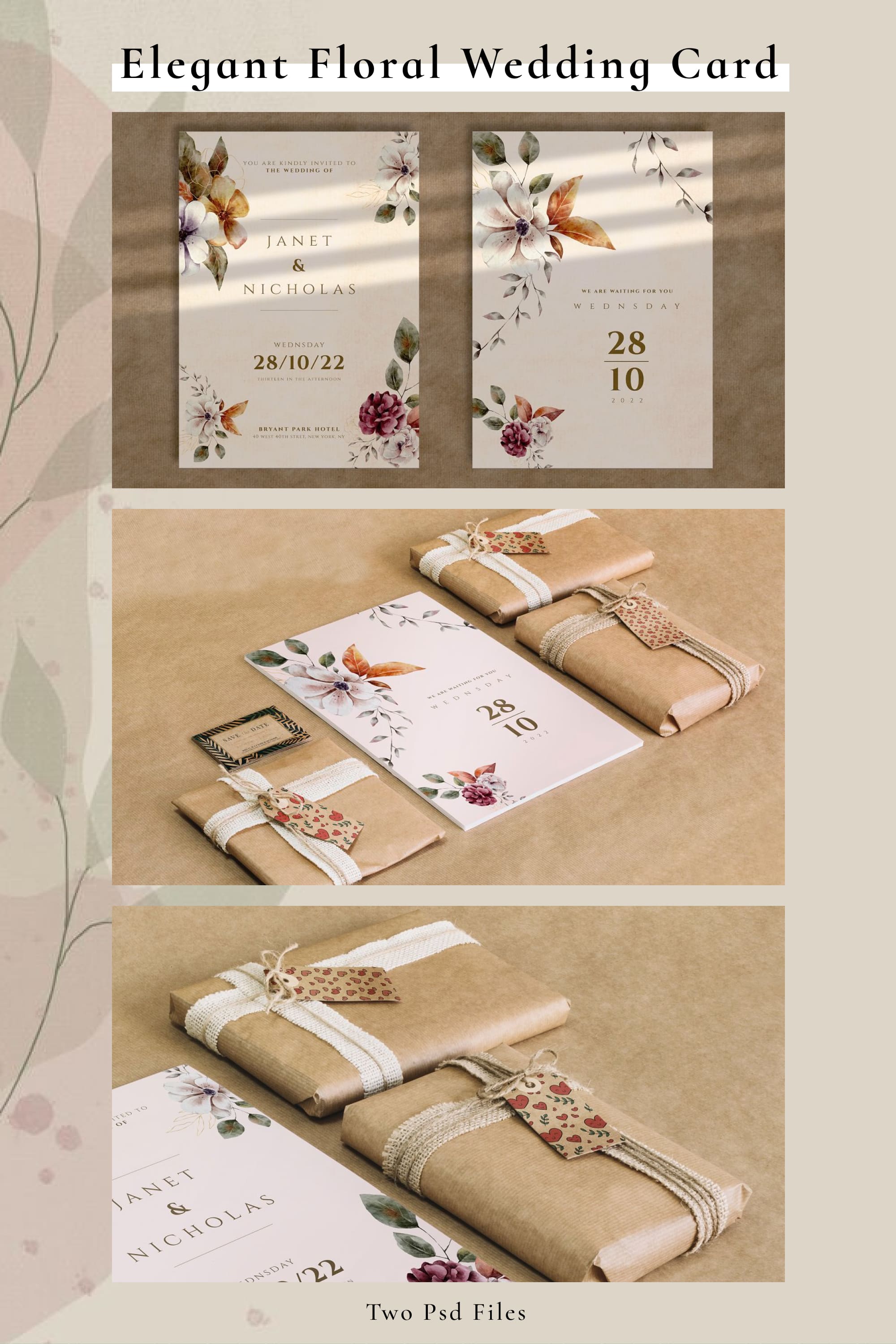 Elegant Floral Wedding Card Pinterest.