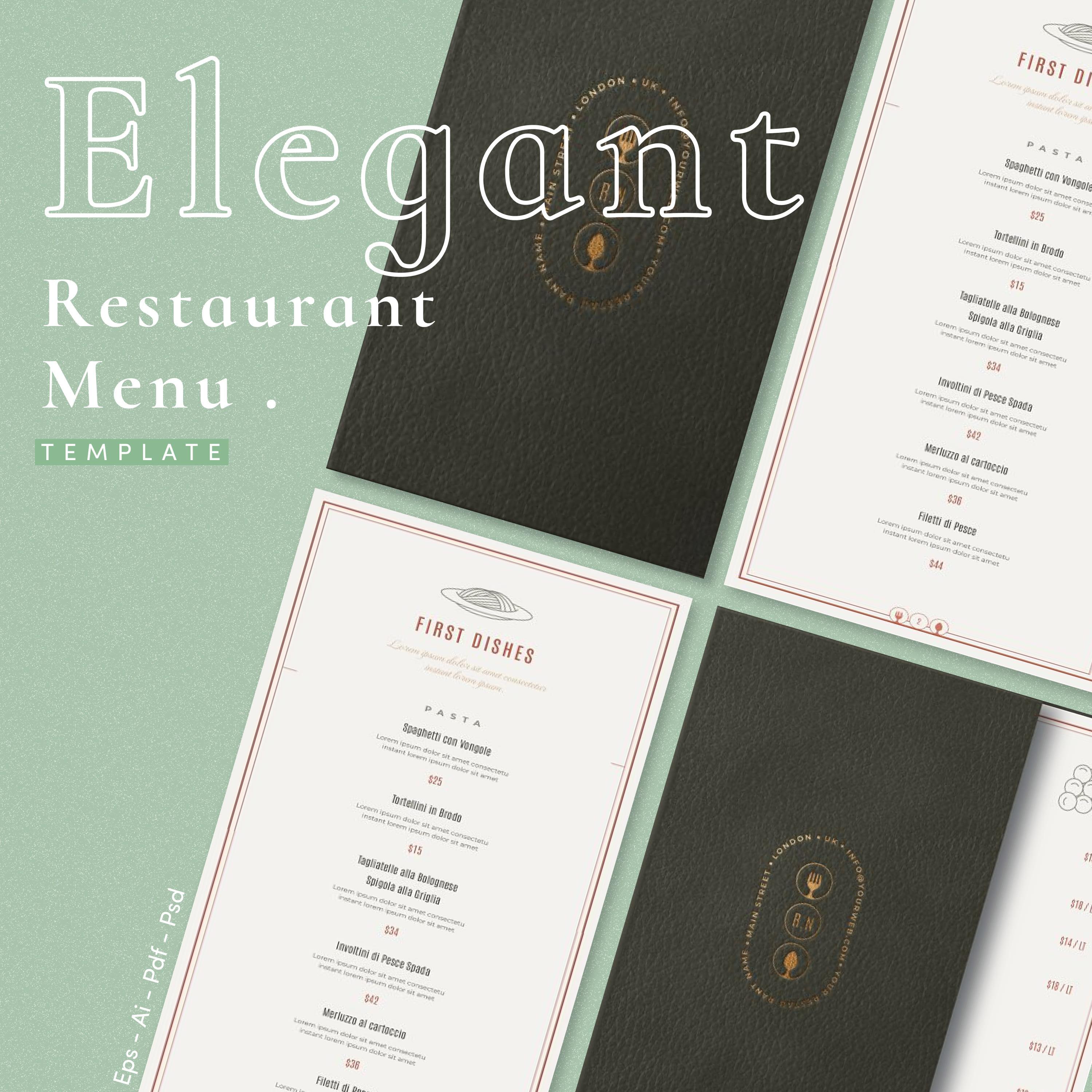 Elegant Restaurant Menu Template Cover Image.