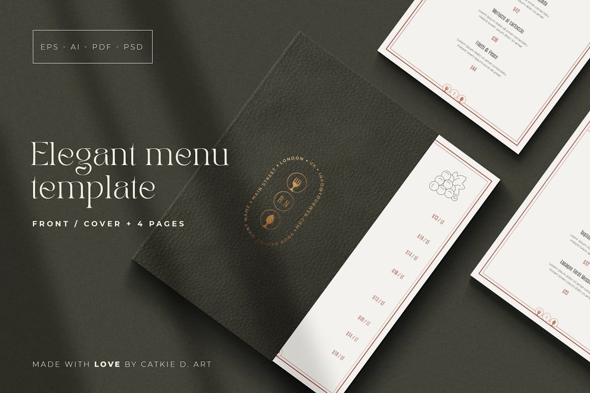 Elegant Restaurant Menu Template Preview.