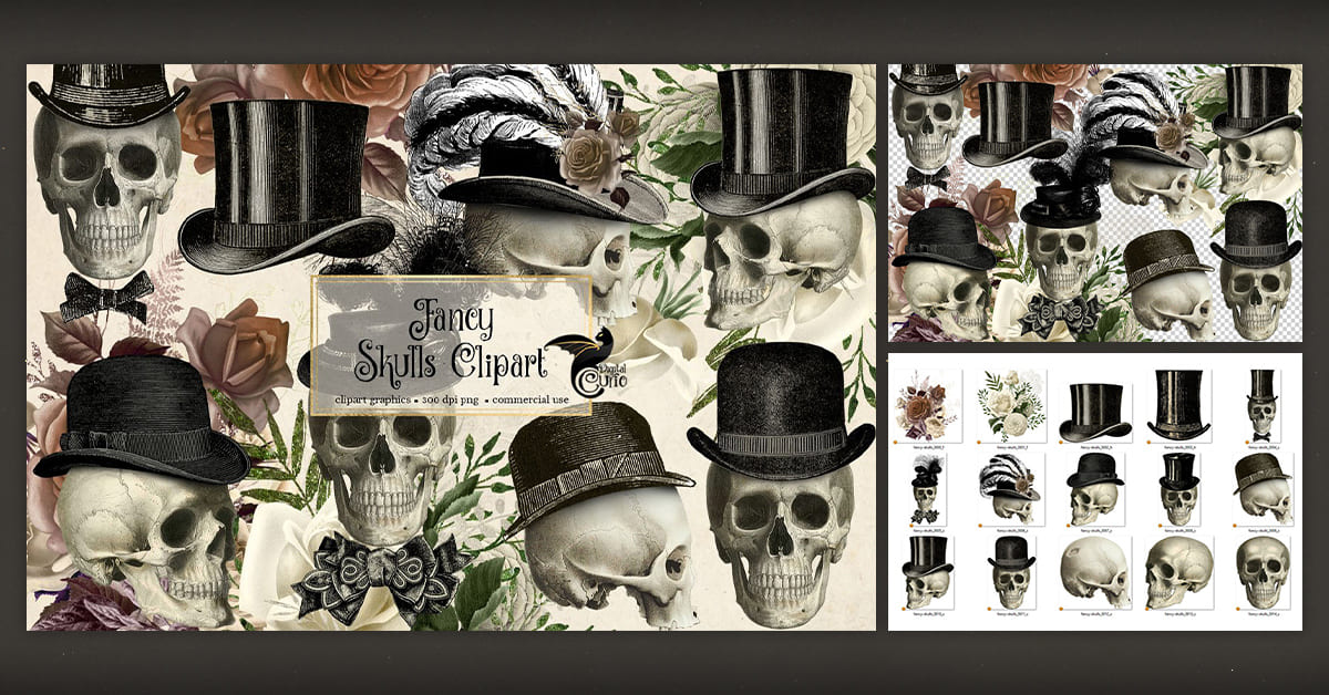 Fancy Skulls Clipart facebook image.