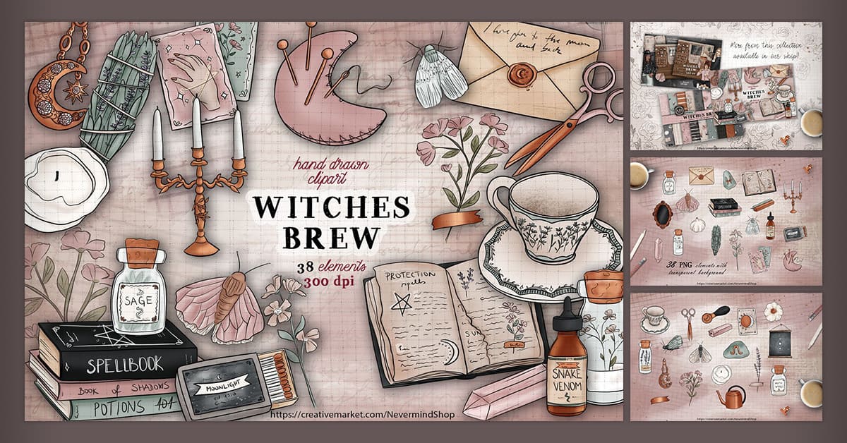 Witches Brew Clipart Kit facebook image.