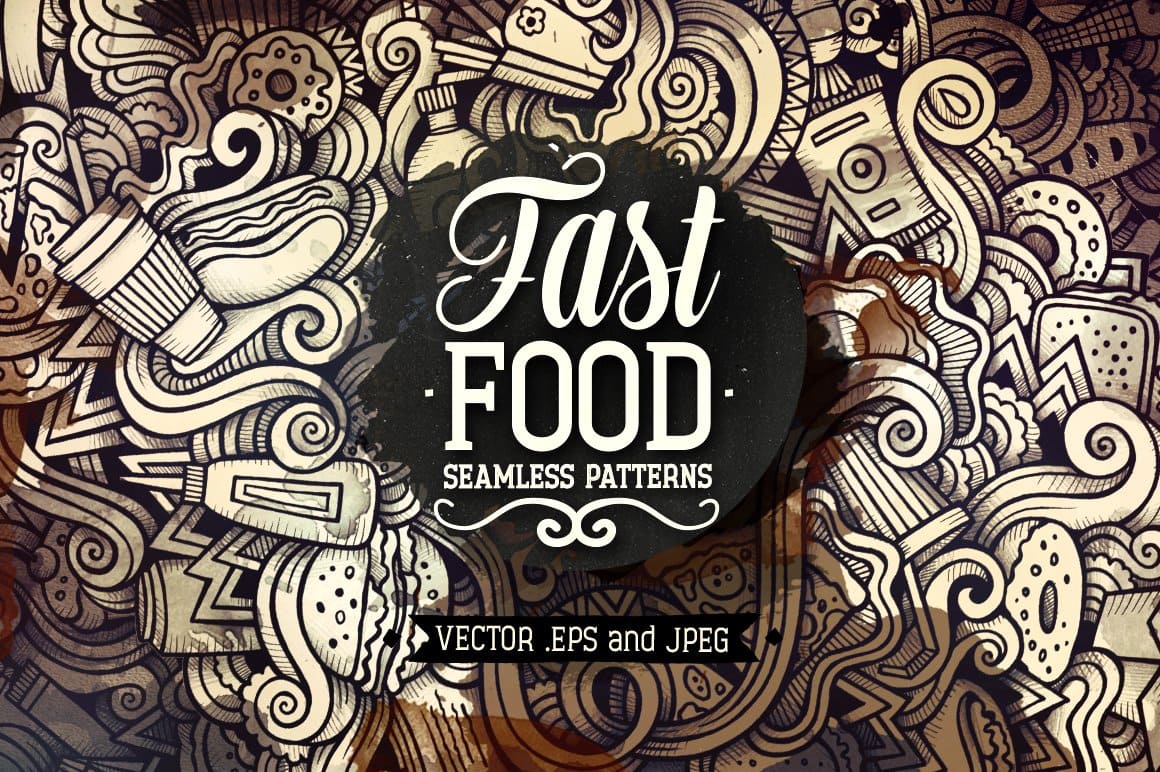 Fast Food Graphics Patterns Preview 1.