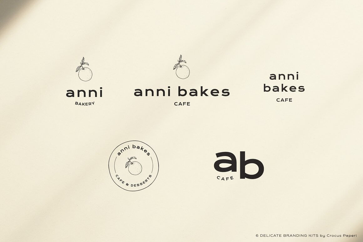 Anni Bakes cafe logos with and without citrus fruits.