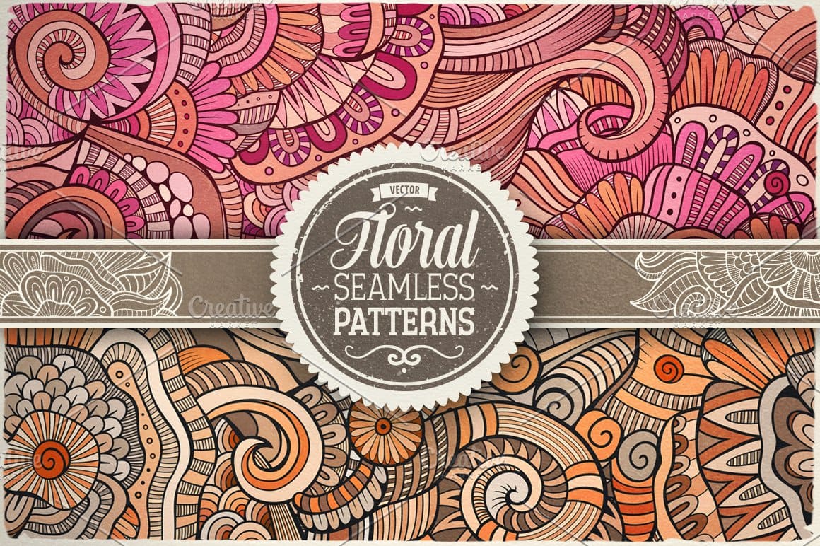 Floral Ethnic Seamless Patterns Preview 1.