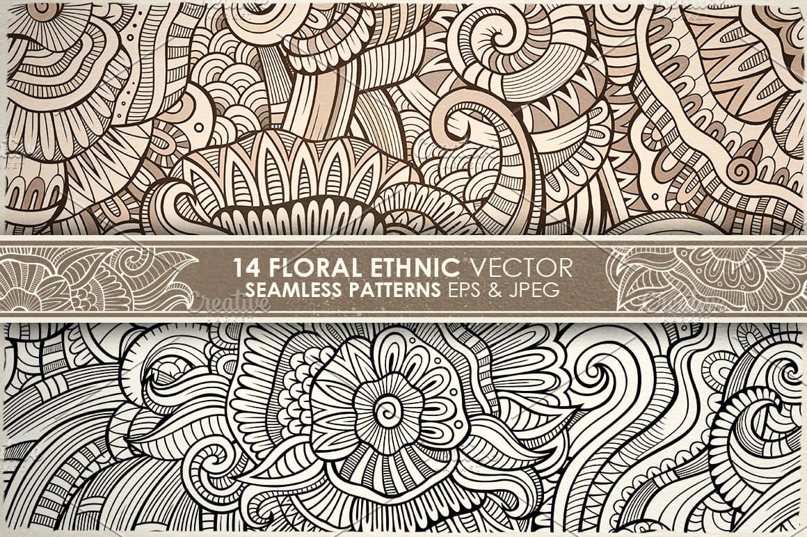 Floral Ethnic Seamless Patterns Preview 2.
