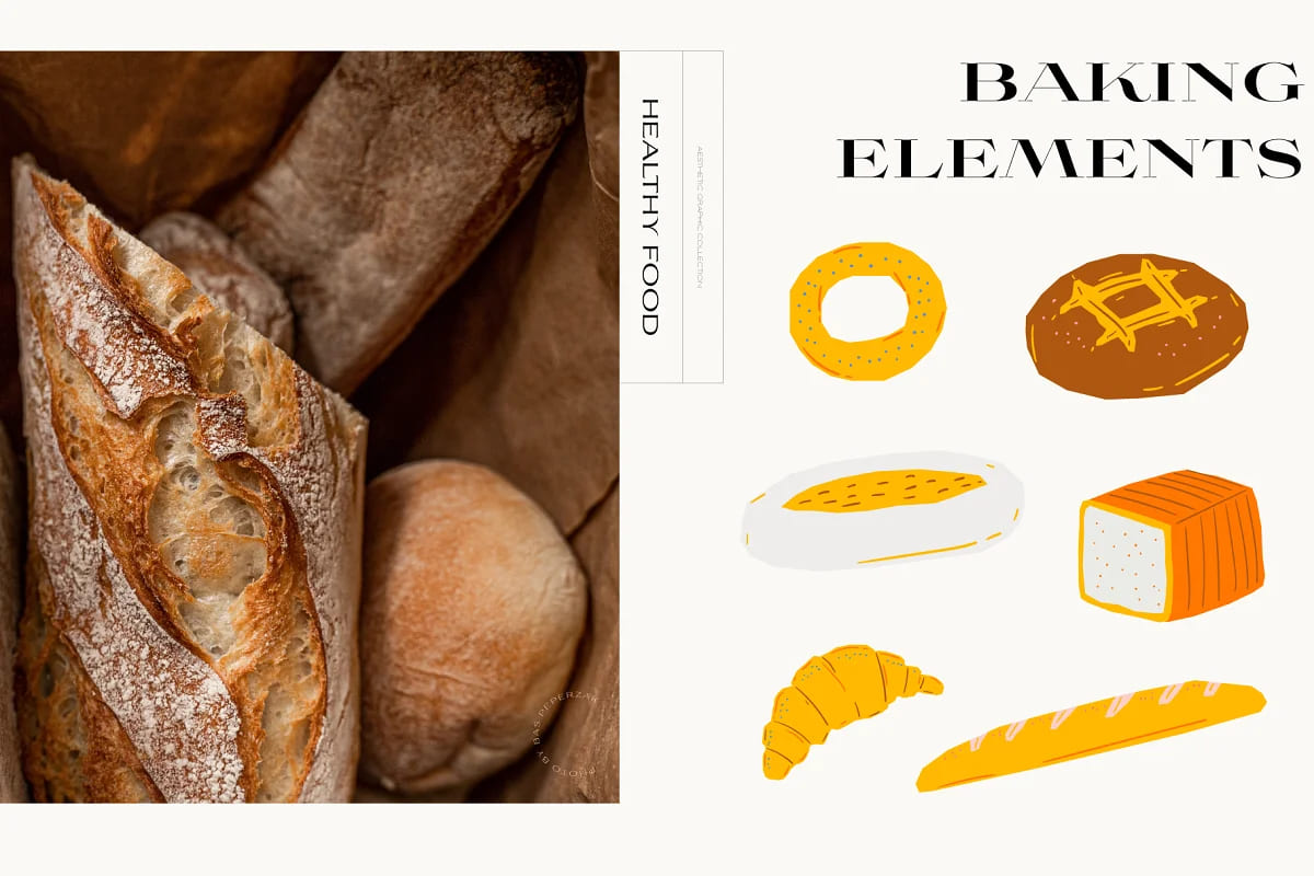 food aesthetic pack baking elements.