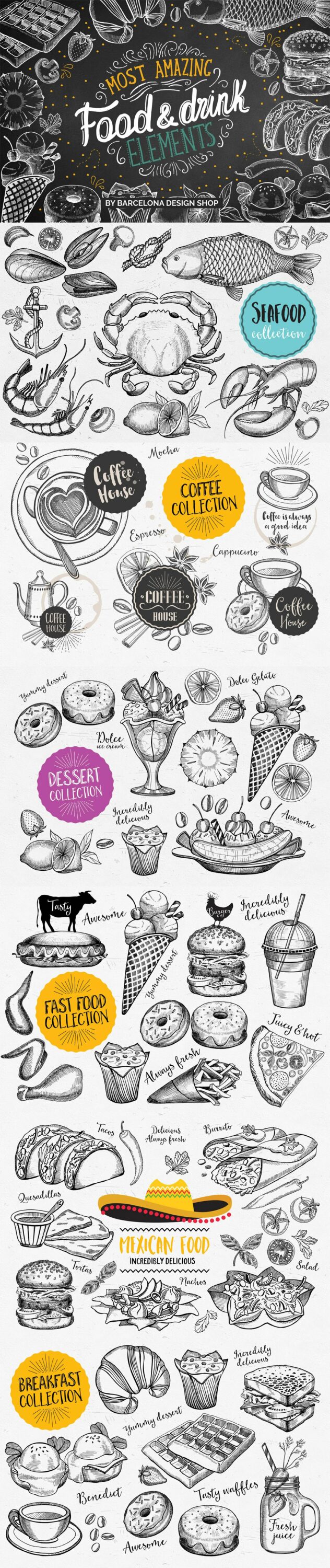 Food menu design illustration.