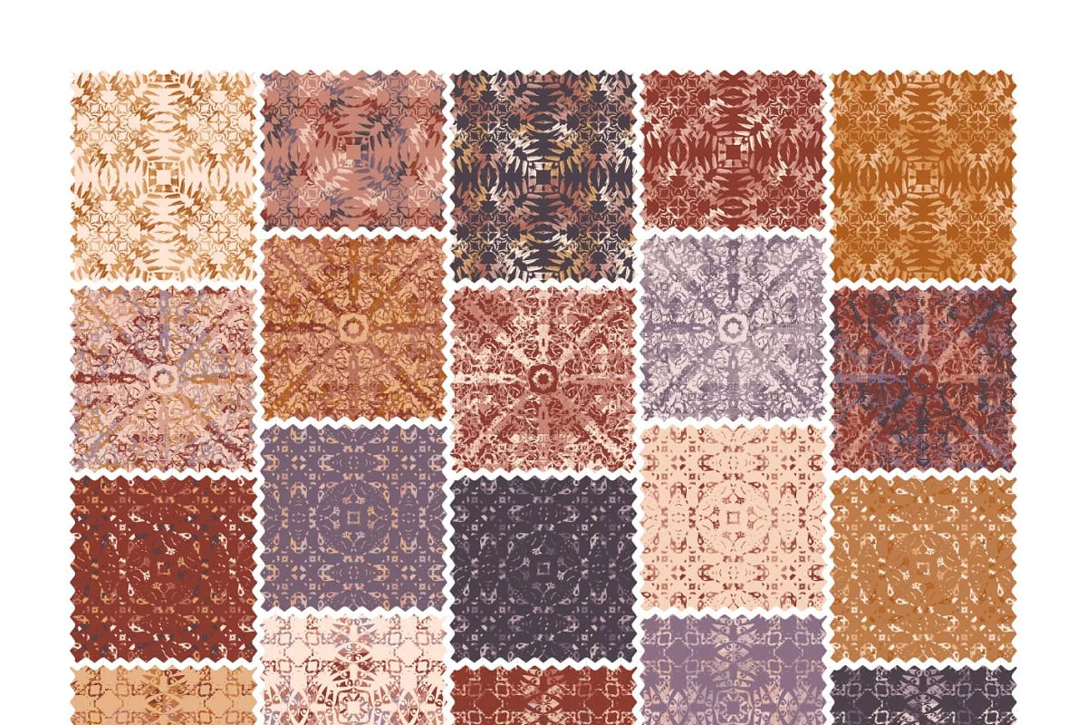fractal watercolor seamless patterns in vector format.