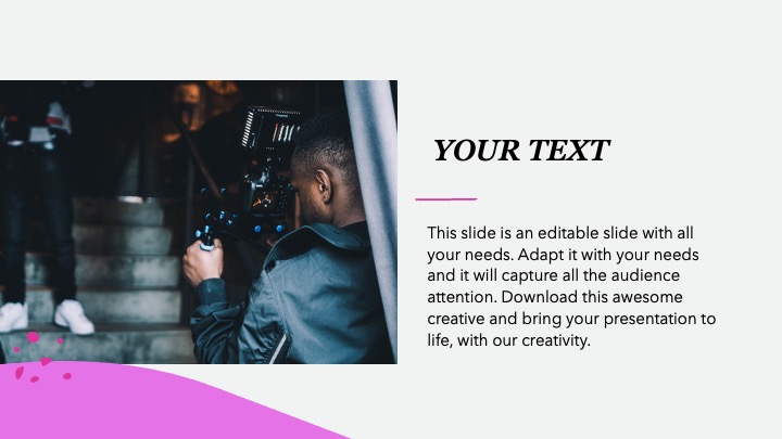 Text on a white background with a cinematographer.