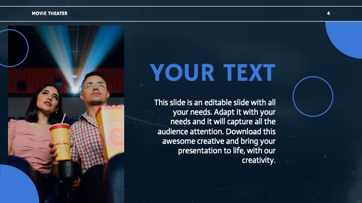 Free movie theater powerpoint template preview slides.