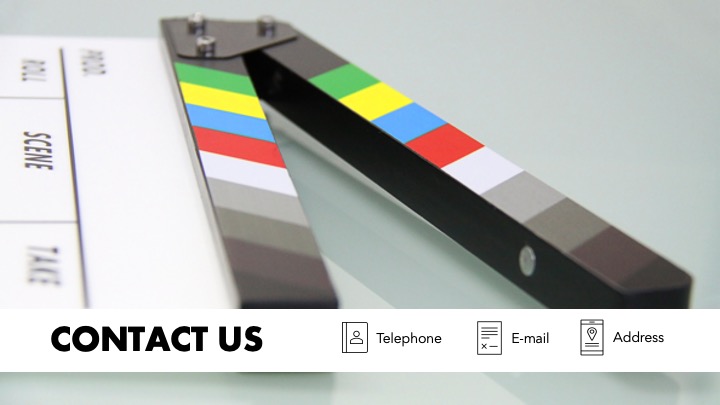 Multi-colored clapperboard.