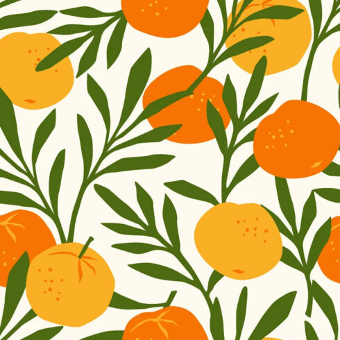 fruit 6 seamless patterns tangerines.