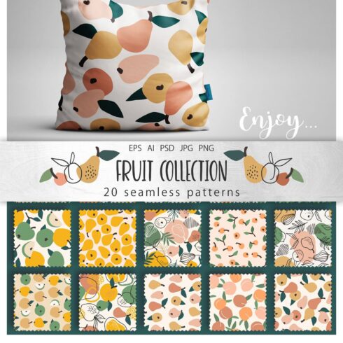fruit collection 20 patterns art design.
