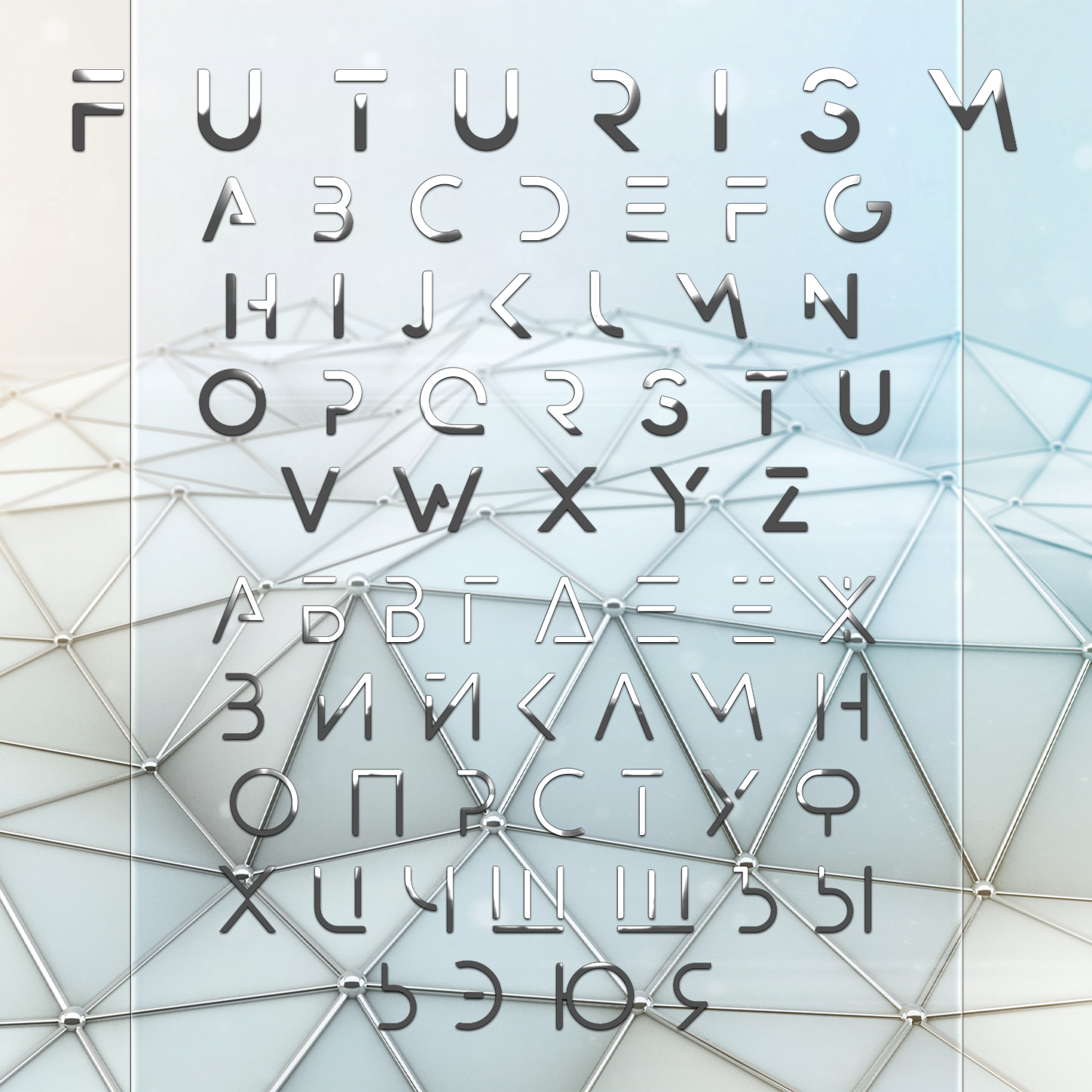 Presentation of futuristic font style.