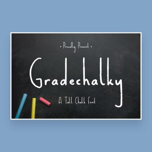 Gradechalky a tall chalk font main cover.