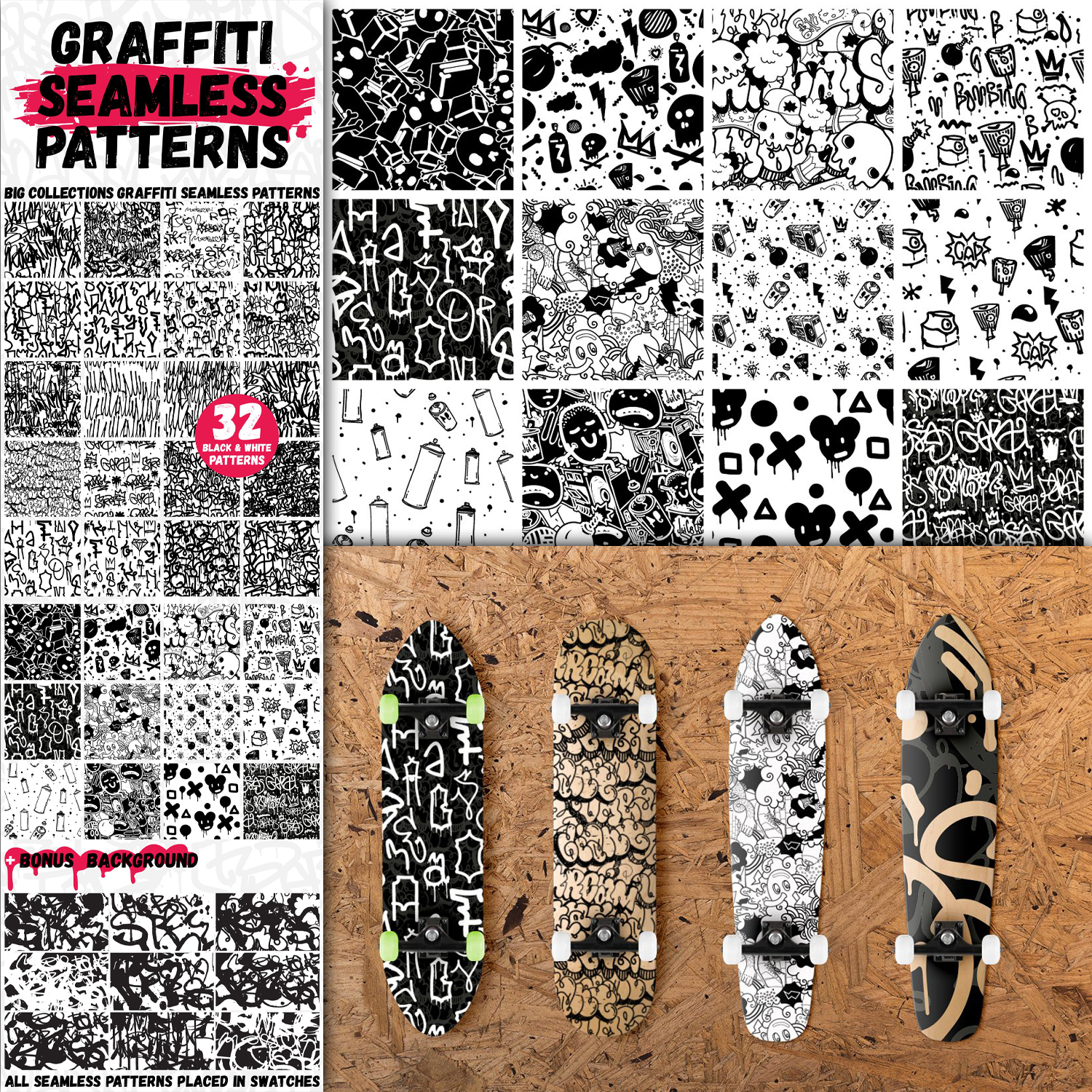 Seamless patterns set.