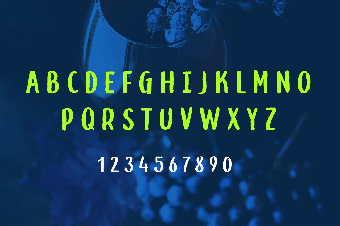 Alphabet and numbers on the subject of the font.