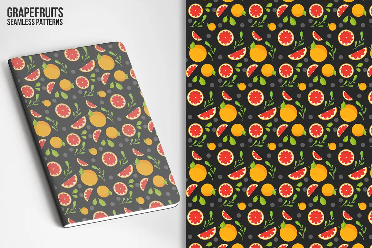 grapefruits seamless patterns kit.