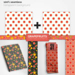 Grapefruits Seamless Patterns cover image.