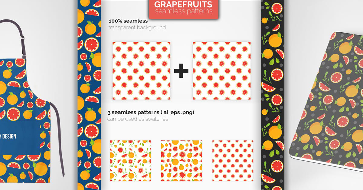 Grapefruits Seamless Patterns facebook image.
