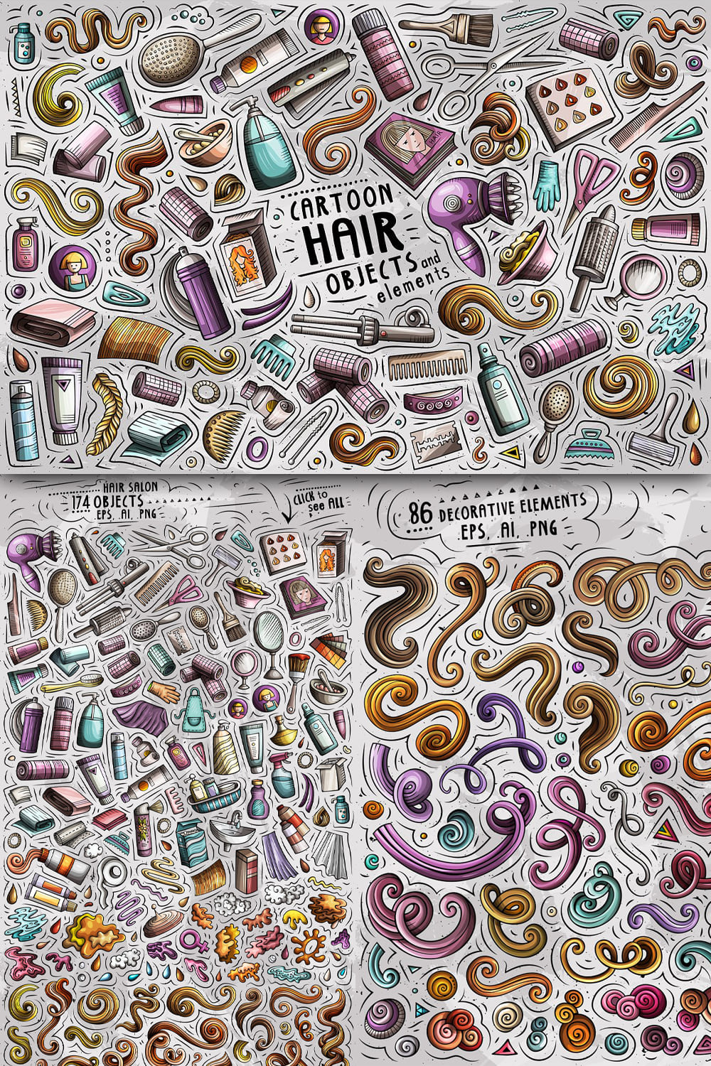 Hair Salon Cartoon Objects Set Pinterest 1000 1500.