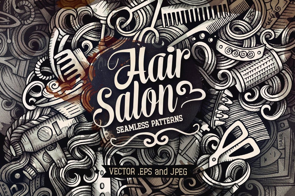 Hairstyle Graphic Doodle Patterns Preview 1.