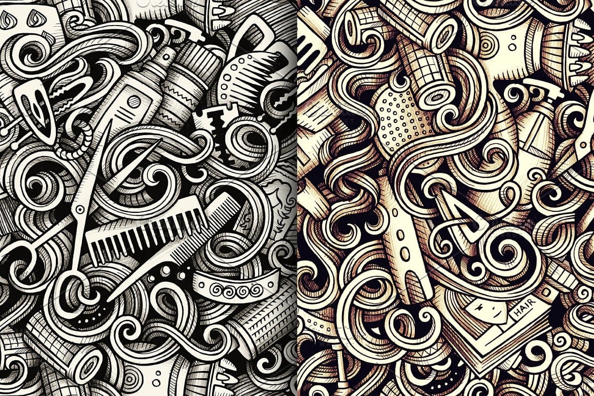 Hairstyle Graphic Doodle Patterns Preview 3.