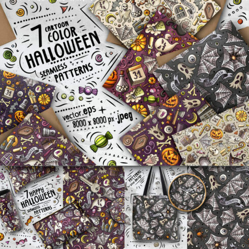 Halloween Cartoon Seamless Patterns 1500 1500 1.