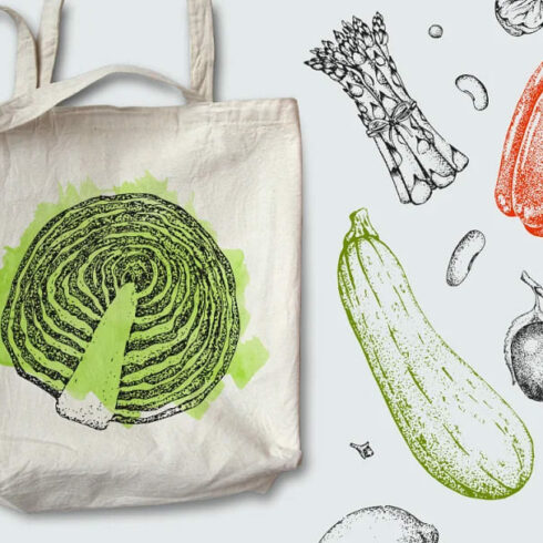 hand drawn vegetables and fruit graphics collection.