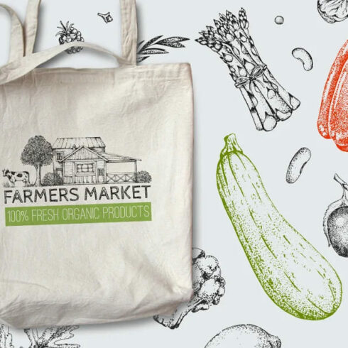 hand drawn vegetables and fruit art.