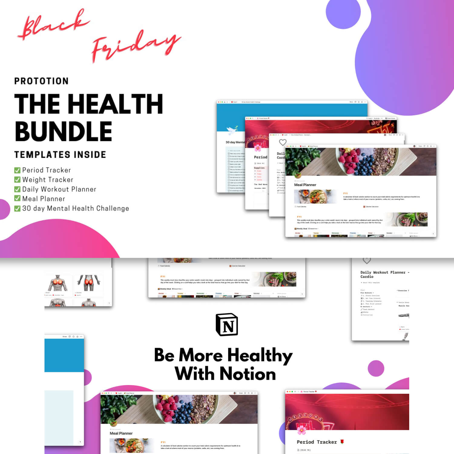 Two slides with information about the health bundle.