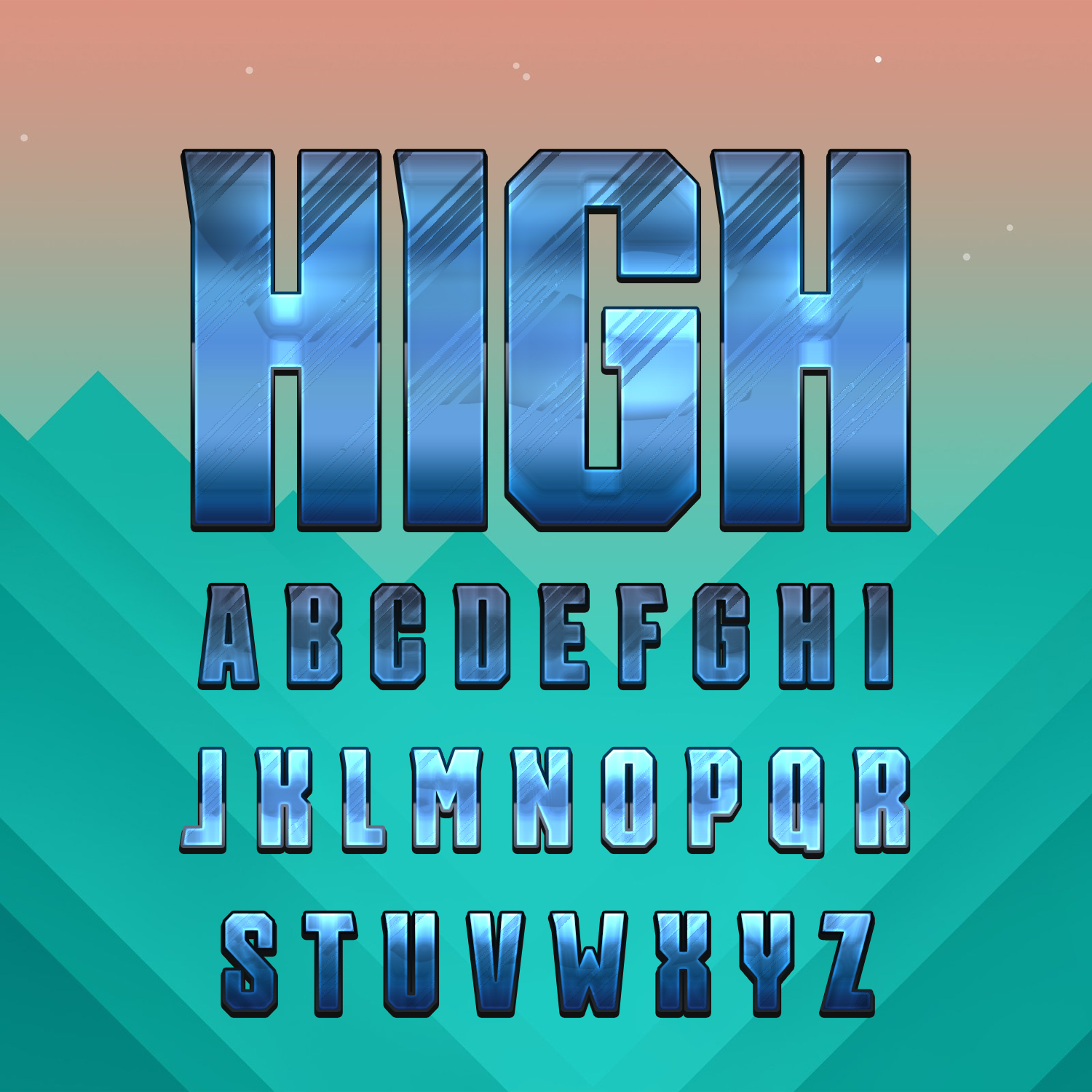 Preview of the alphabet in different colors.