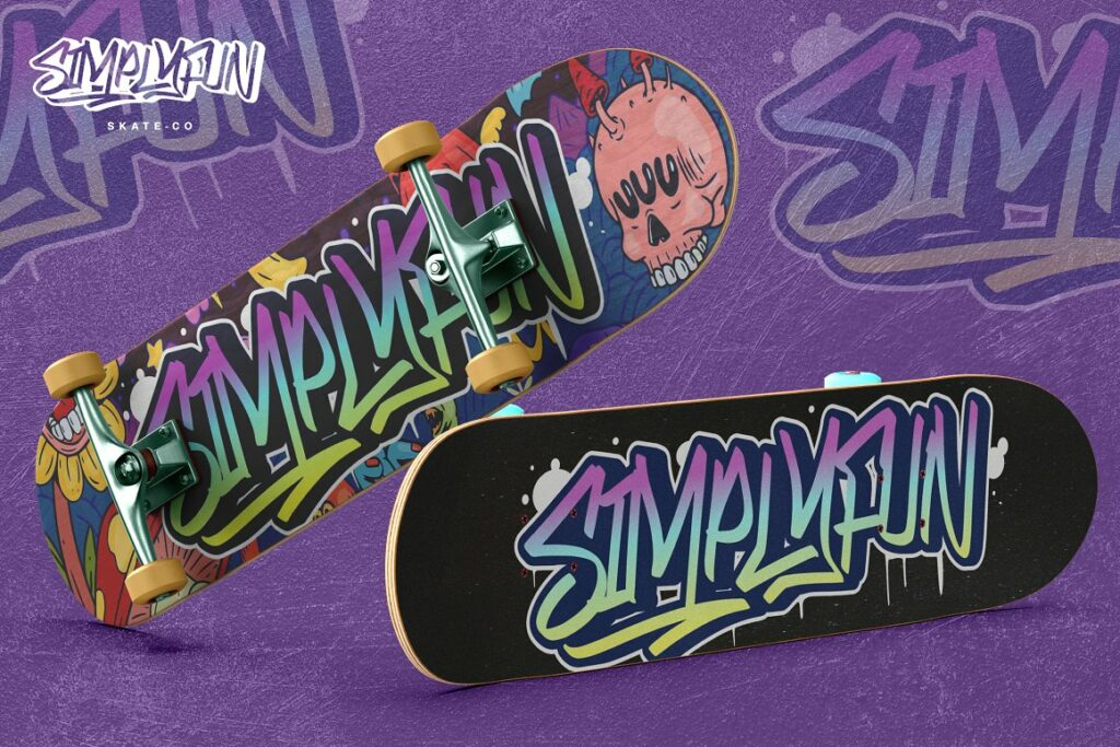 Hokia graffiti font skateboard.
