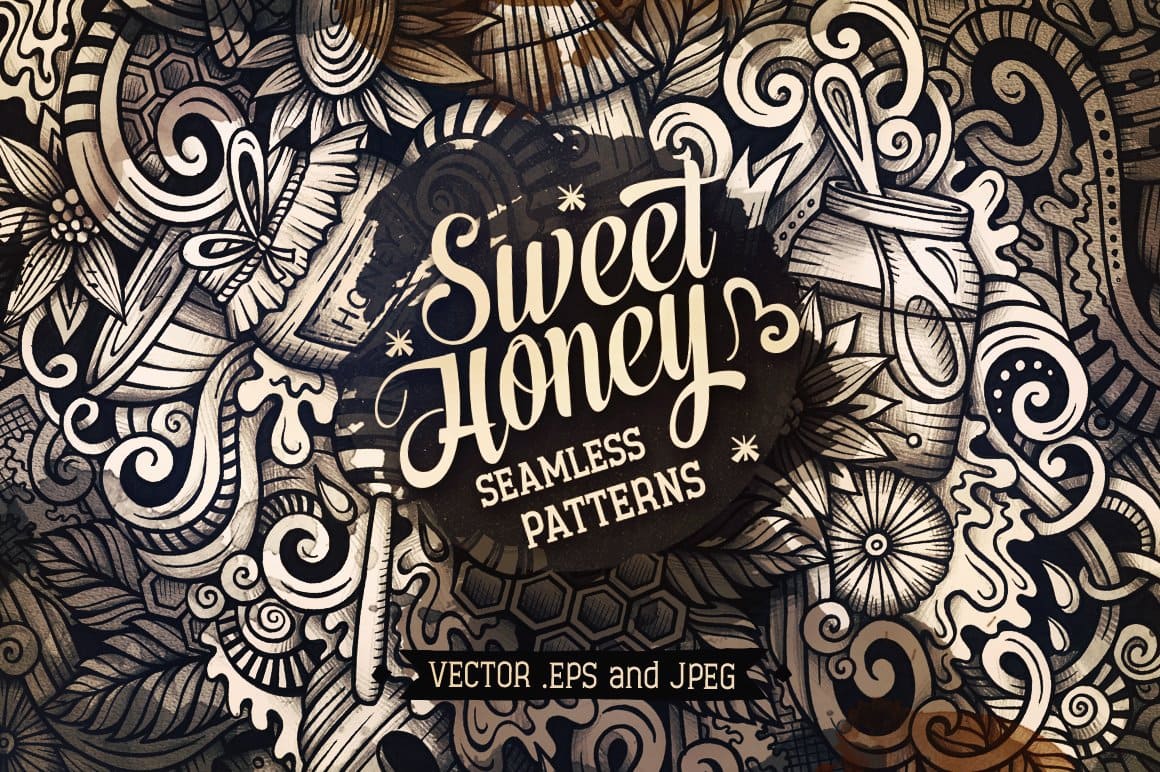 Honey Graphics Doodles Patterns Preview 1.