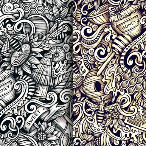Honey Graphics Doodles Patterns Preview 3.