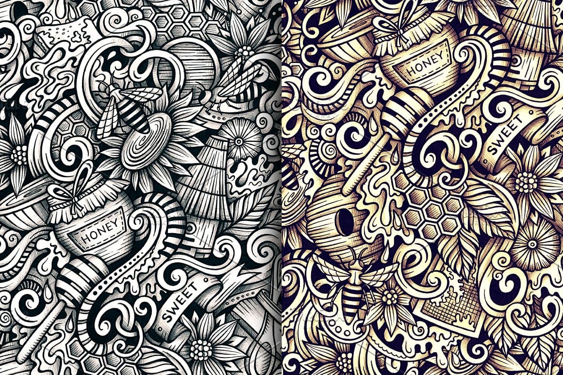 Honey Graphics Doodles Patterns Preview 3.