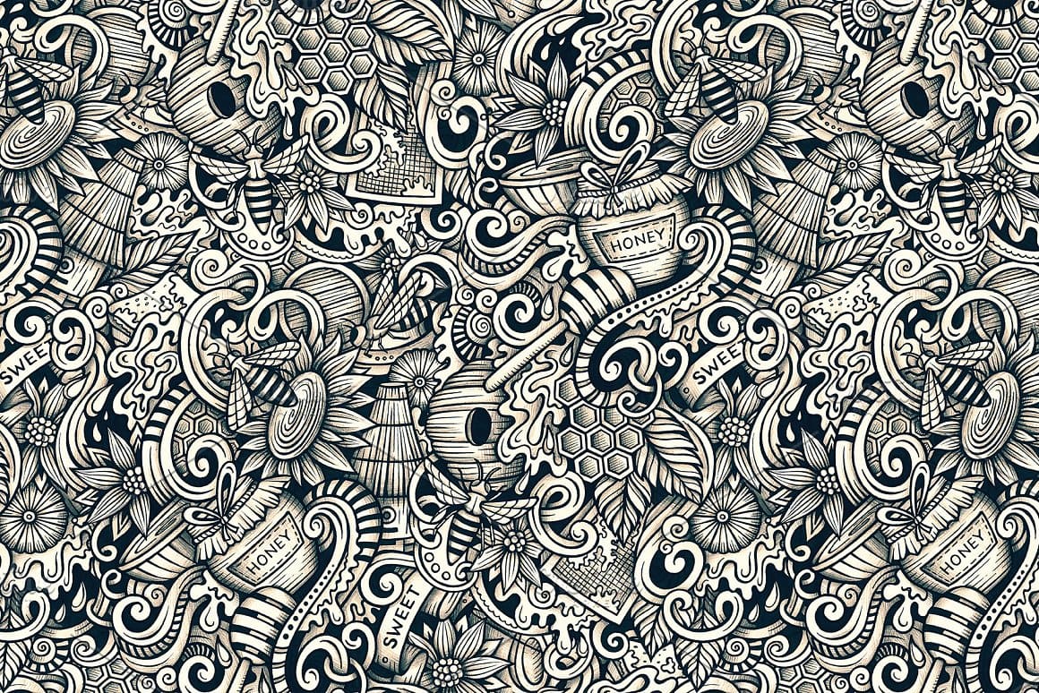 Honey Graphics Doodles Patterns Preview 5.