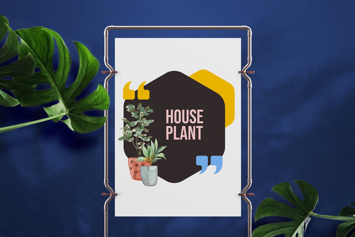 Advertising poster with prints of houseplants.