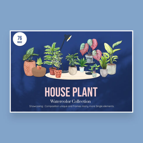 House plants watercolor set.