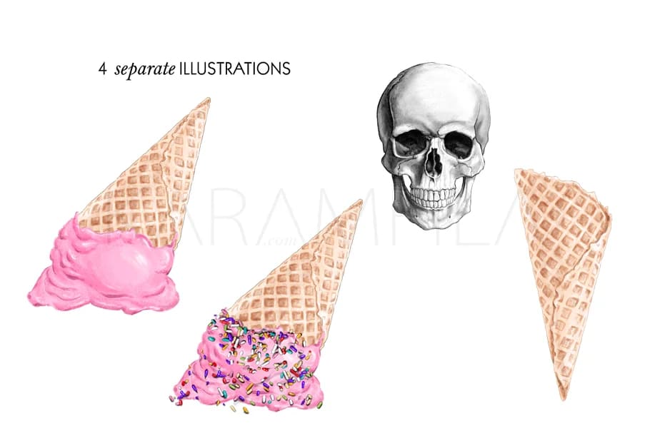 ice cream skulls clipart.